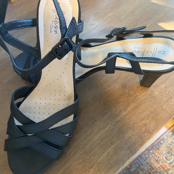 Clark's Adriel Way black leather sandals, size 10 - Picture 2 of 4